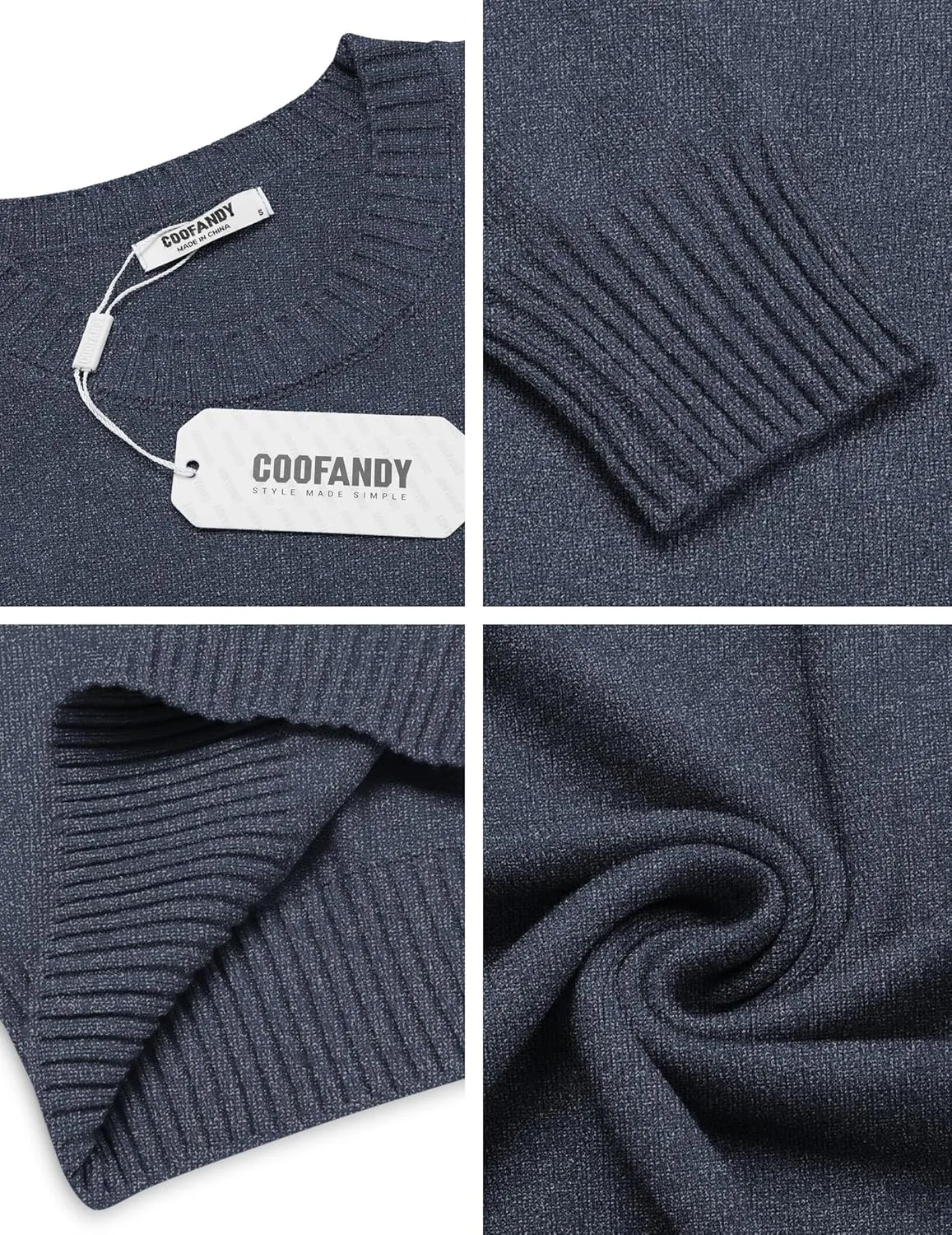 COOFANDY Mens Knit Dress Sweater Crewneck Long Sleeves Slim Fit Sweaters Business Casual Ribbing Pullover Tops
