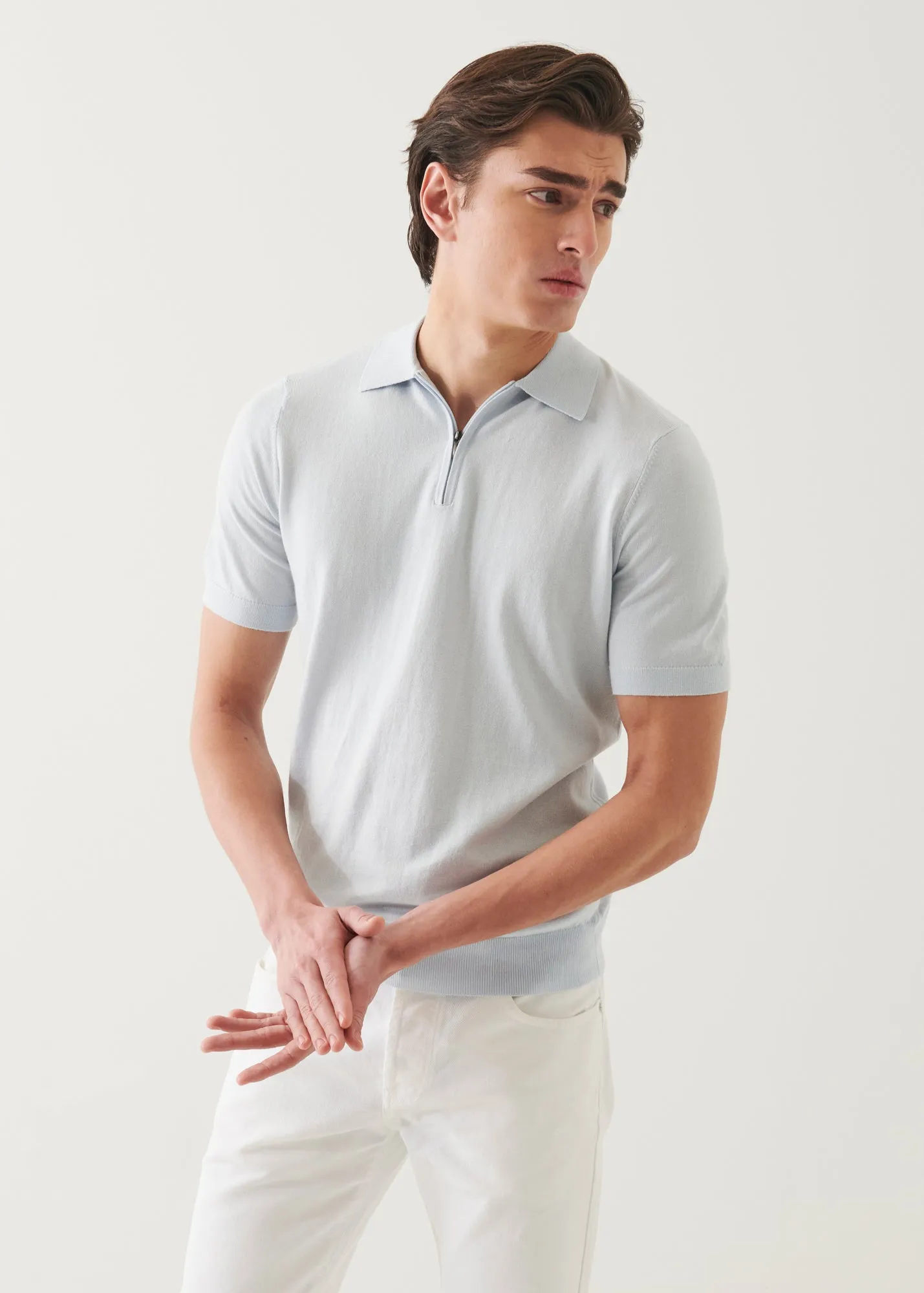Cotton Cashmere Quarter Zip Polo