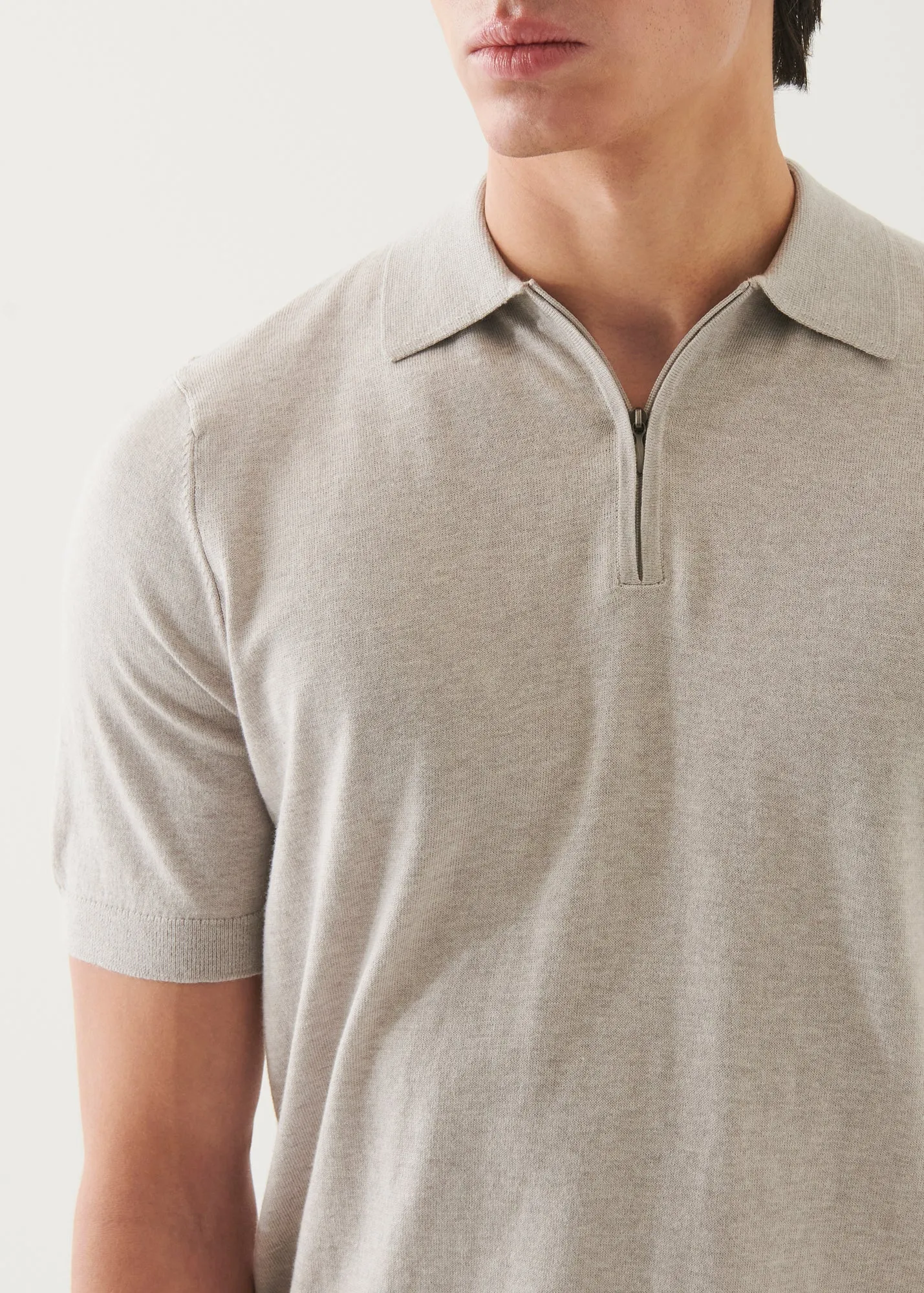 Cotton Cashmere Quarter Zip Polo