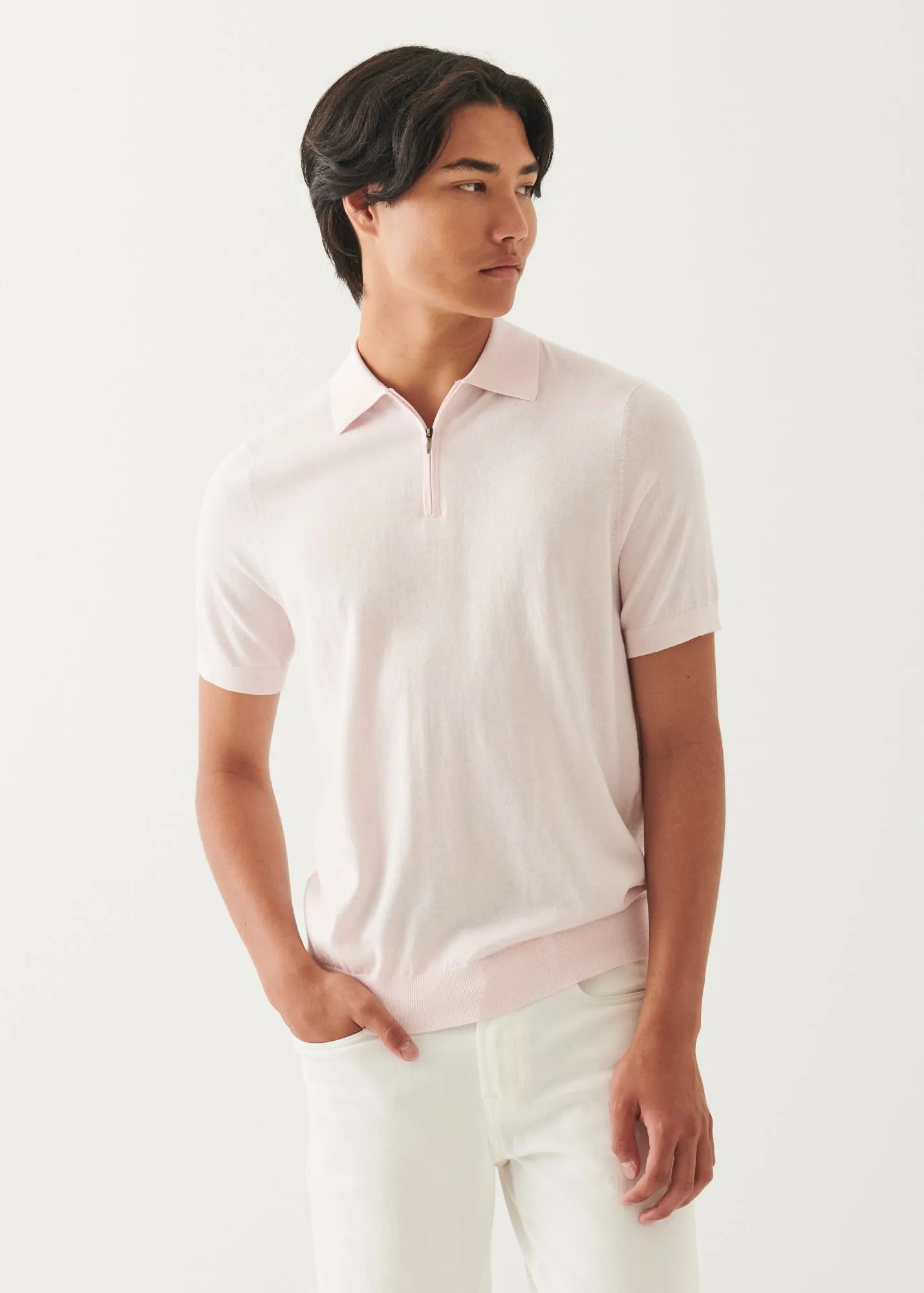Cotton Cashmere Quarter Zip Polo