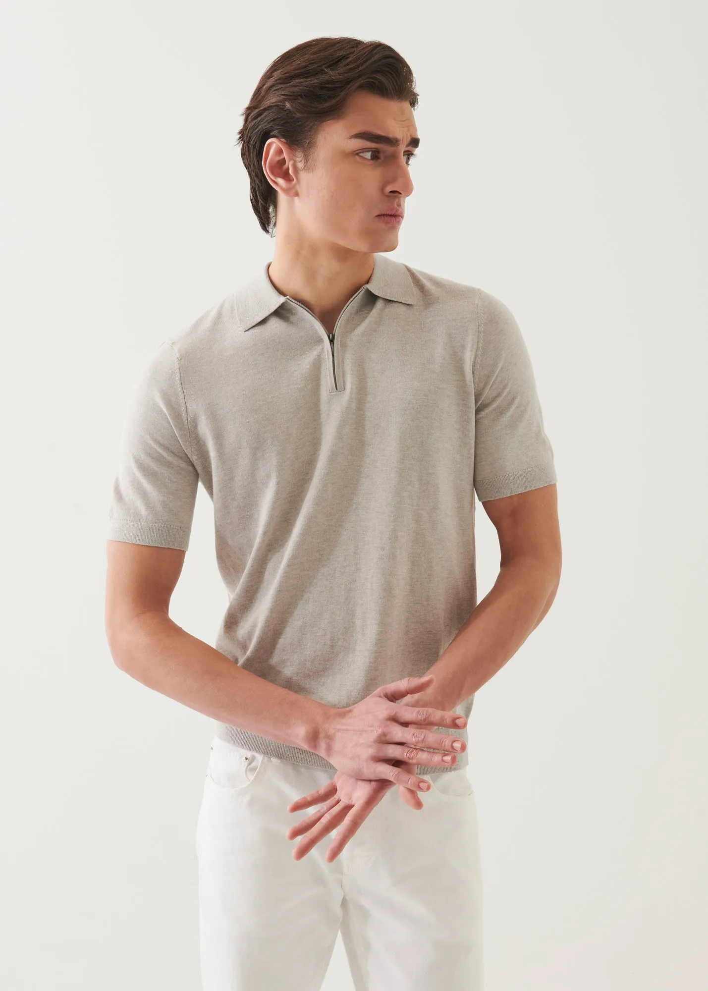 Cotton Cashmere Quarter Zip Polo