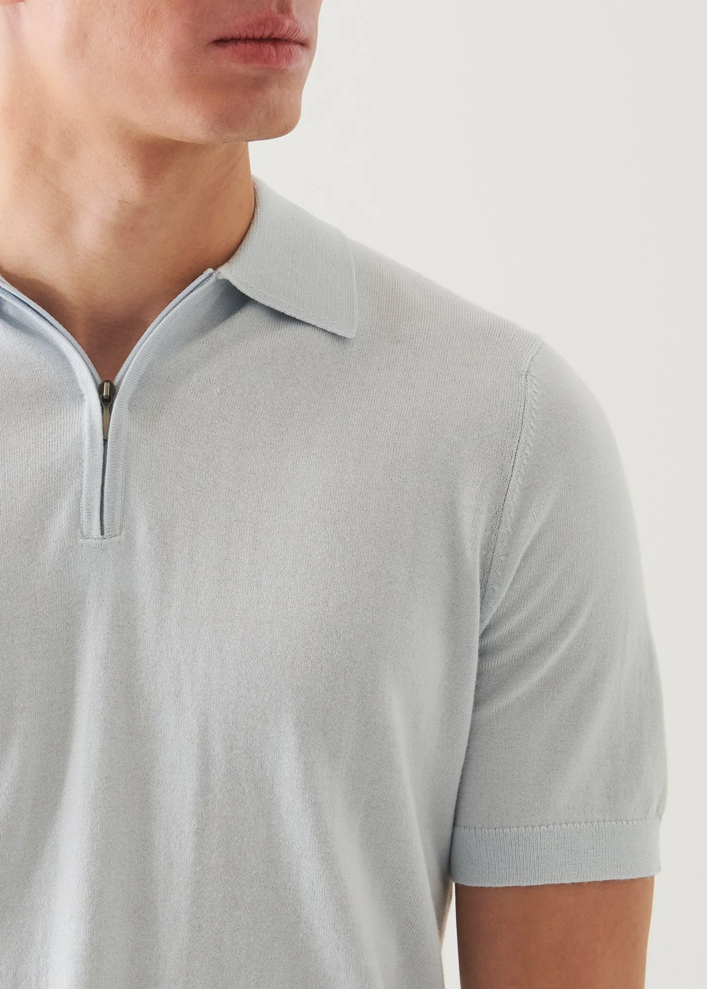Cotton Cashmere Quarter Zip Polo