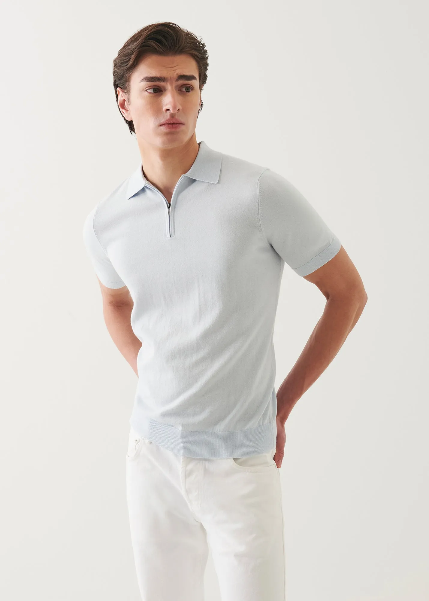 Cotton Cashmere Quarter Zip Polo