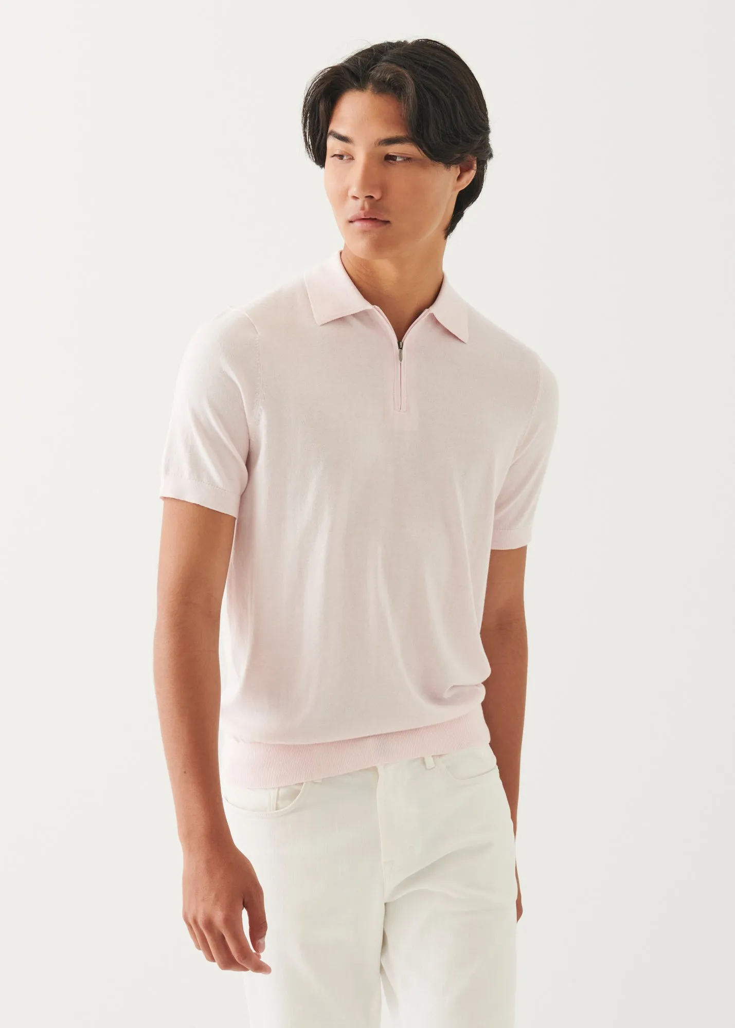 Cotton Cashmere Quarter Zip Polo