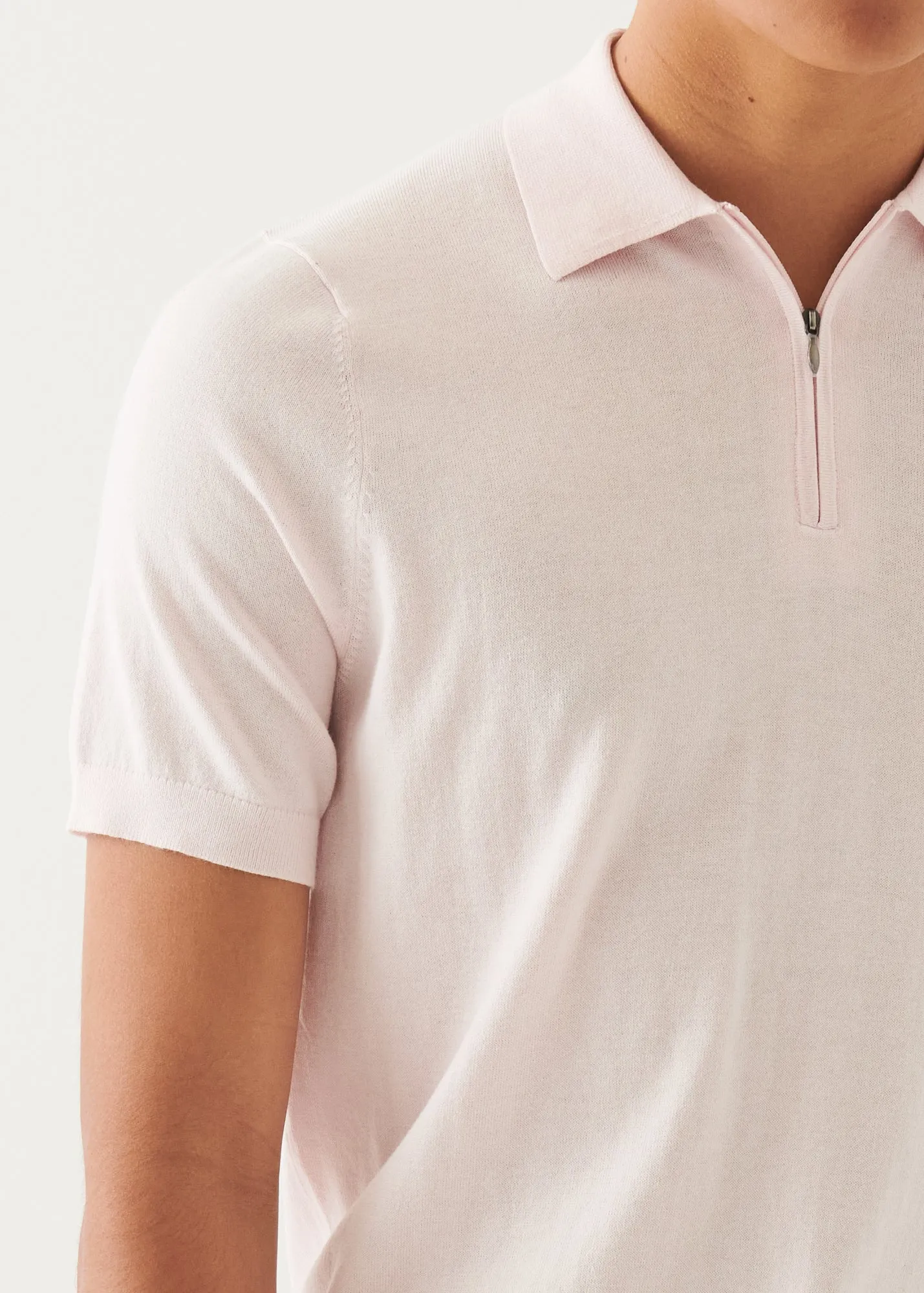 Cotton Cashmere Quarter Zip Polo
