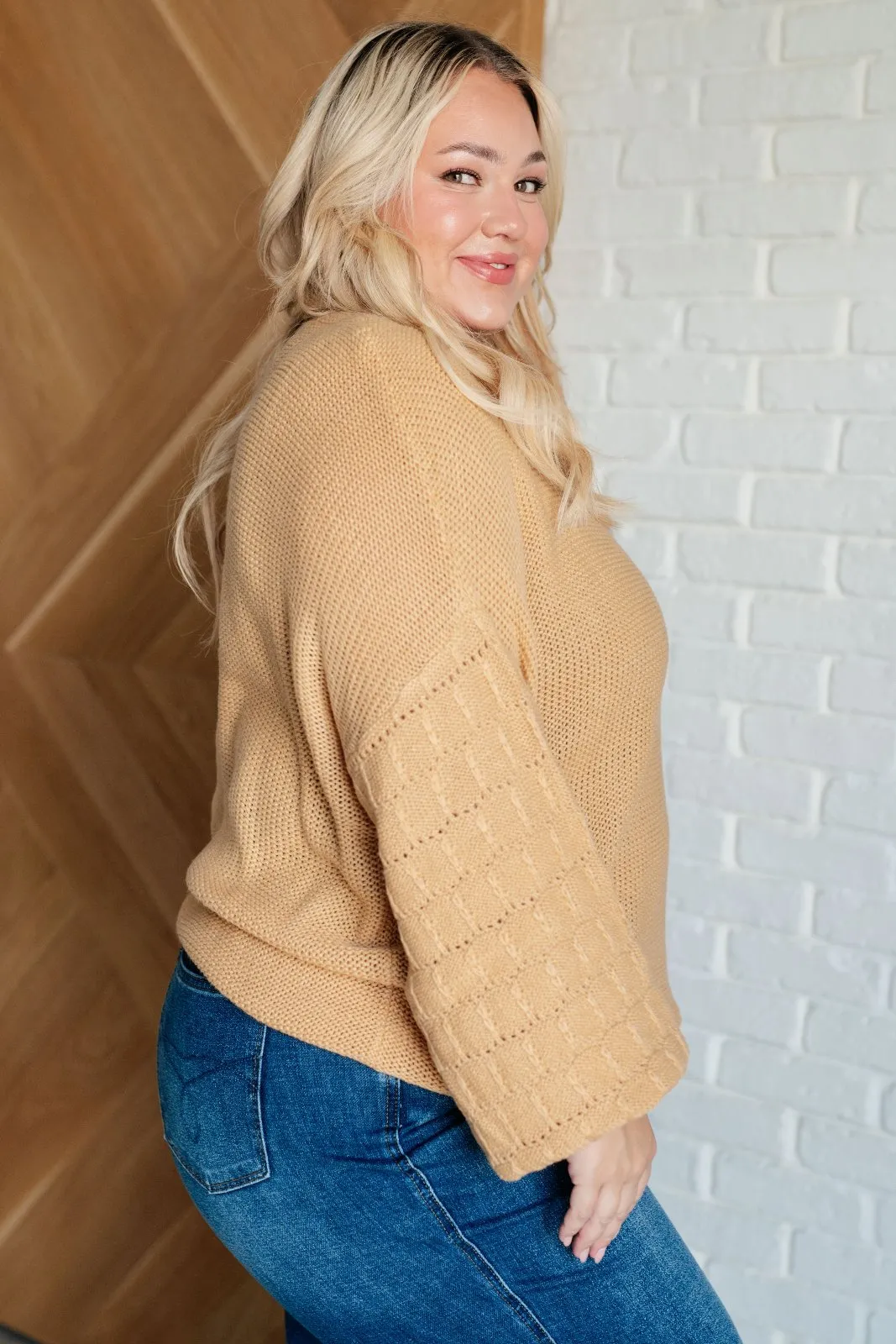 Cozy Bubble Sleeve Sweater in Beige