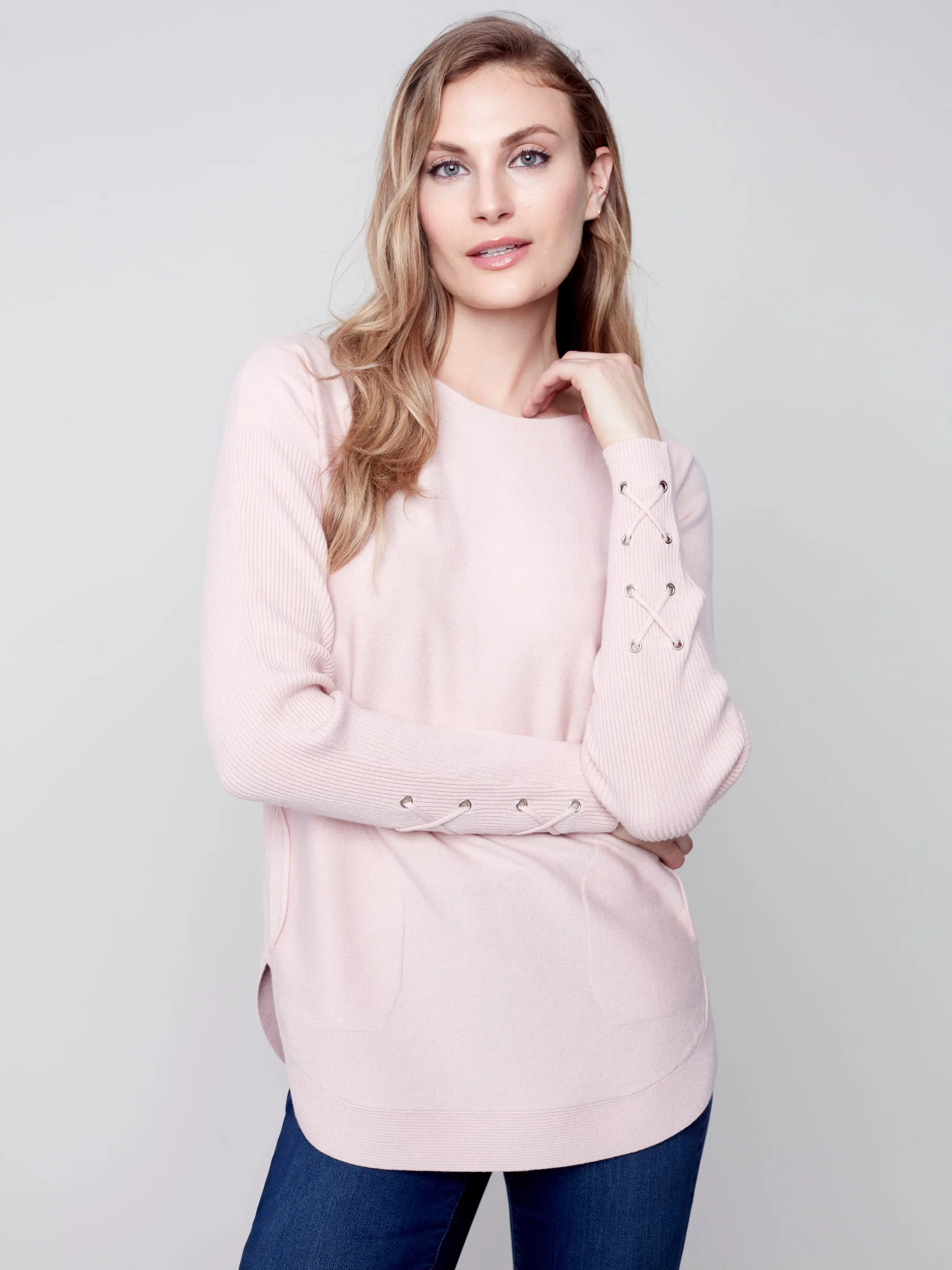 Criss Cross Sleeve Detail Sweater