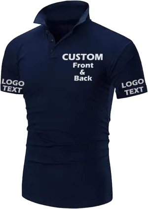 Custom Classic Polo Shirt Mens Quick Dry Athletic Short Sleeve Golf Polos Add Your Logo/Text