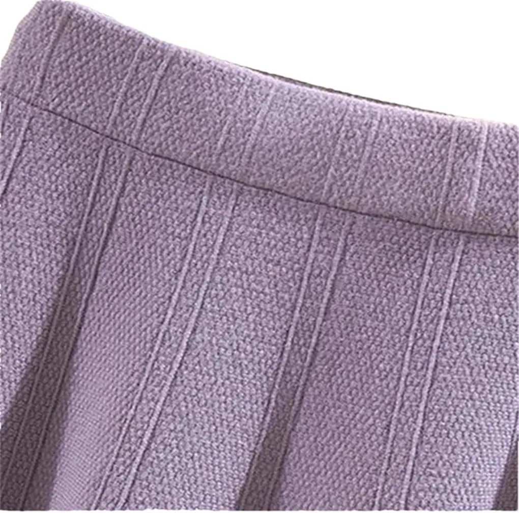 DBFBDTU Women's Autumn Thick Large Swing Knitted Long Skirt Pleated Skirt High Waist A-Line Midi Skirt