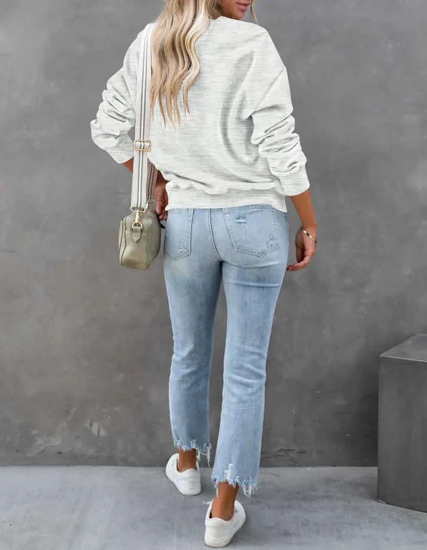 Dressmine Womens Quarter Zip Pullover Casual Long Sleeve Shirts Half Zip Sweatshirt Trendy Clothes