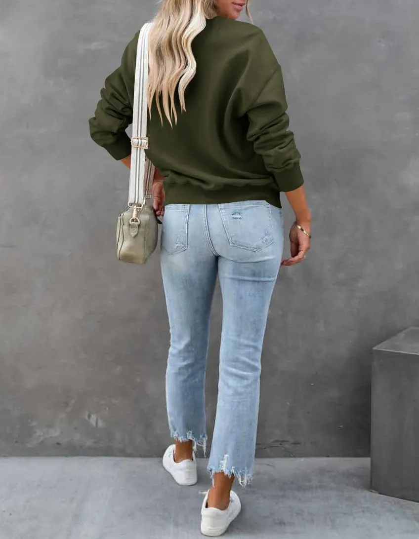 Dressmine Womens Quarter Zip Pullover Casual Long Sleeve Shirts Half Zip Sweatshirt Trendy Clothes