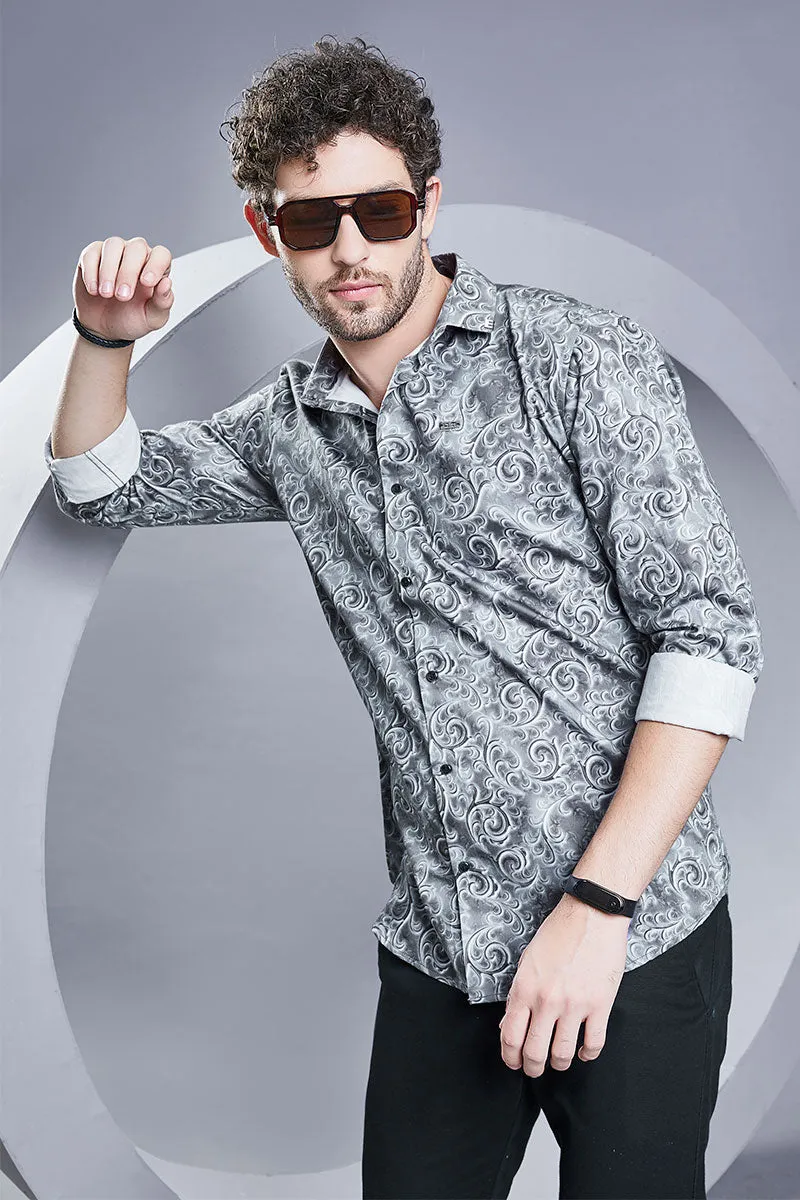 Emmanuel Grey Paisley Printed Shirt