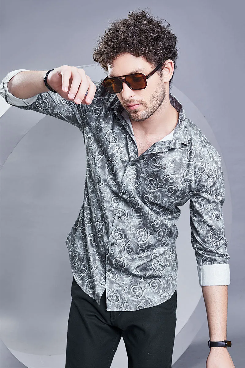 Emmanuel Grey Paisley Printed Shirt