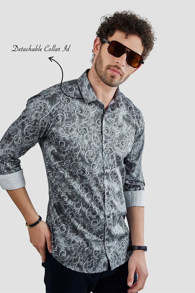 Emmanuel Grey Paisley Printed Shirt
