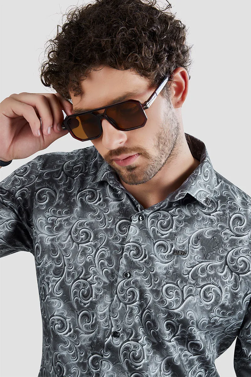 Emmanuel Grey Paisley Printed Shirt