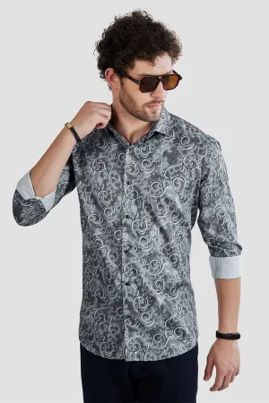 Emmanuel Grey Paisley Printed Shirt