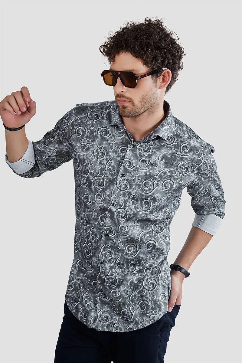 Emmanuel Grey Paisley Printed Shirt