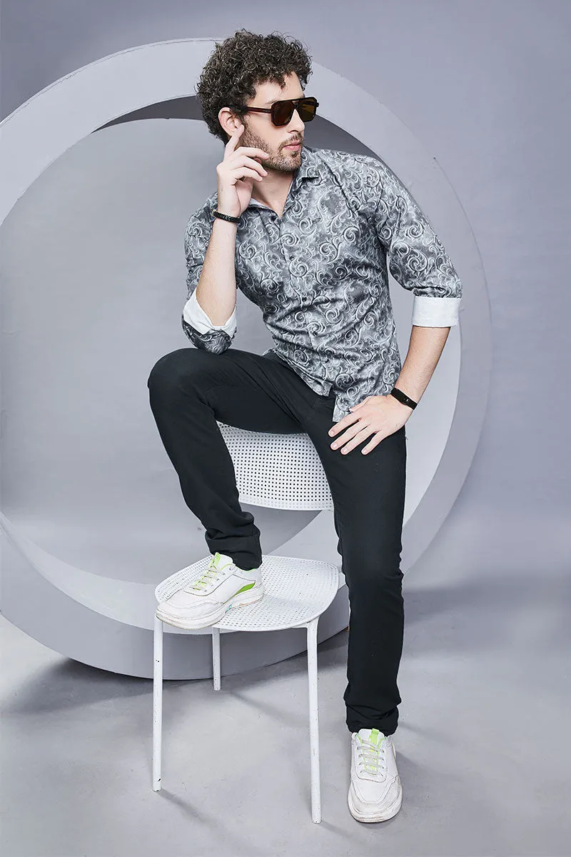 Emmanuel Grey Paisley Printed Shirt