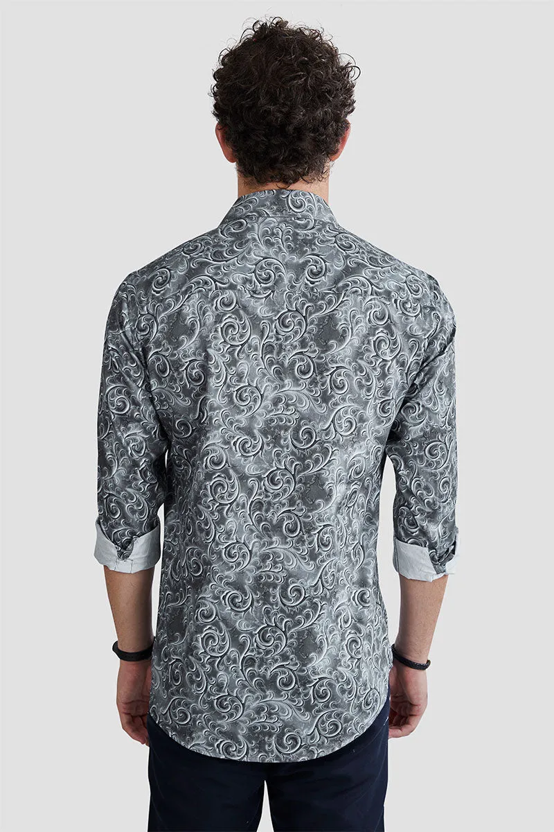 Emmanuel Grey Paisley Printed Shirt