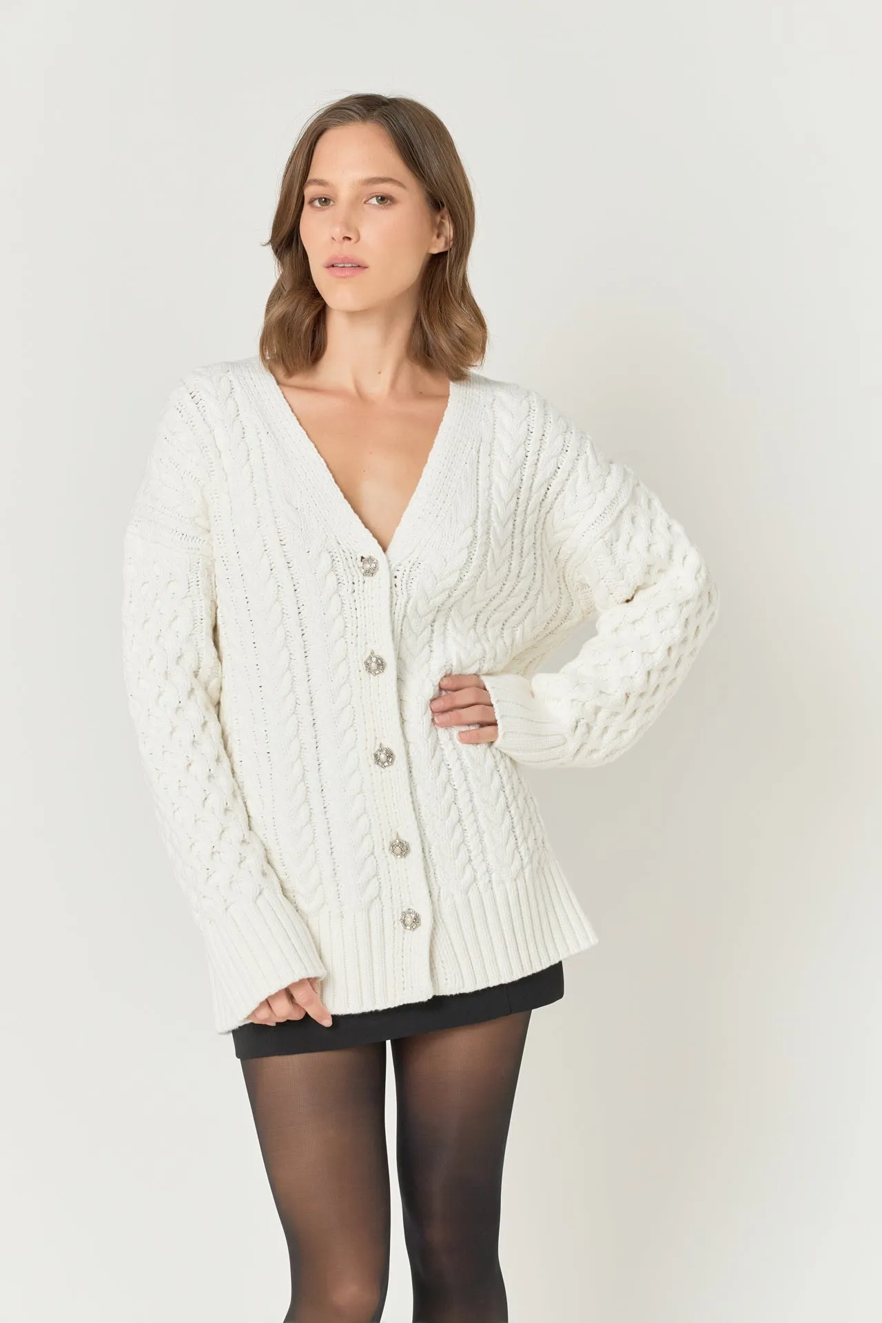 Endless Rose - Oversized Cable Knit Cardigan