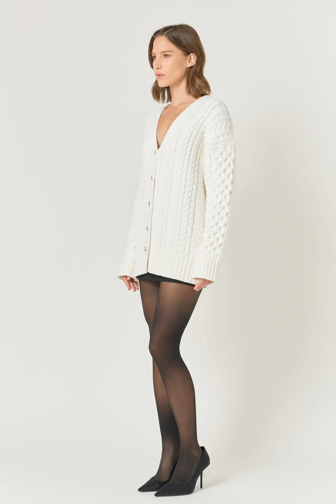 Endless Rose - Oversized Cable Knit Cardigan