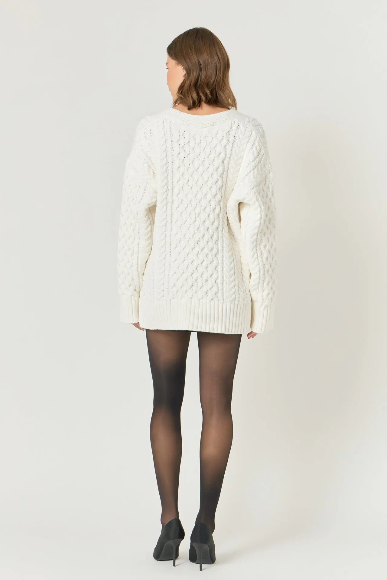 Endless Rose - Oversized Cable Knit Cardigan