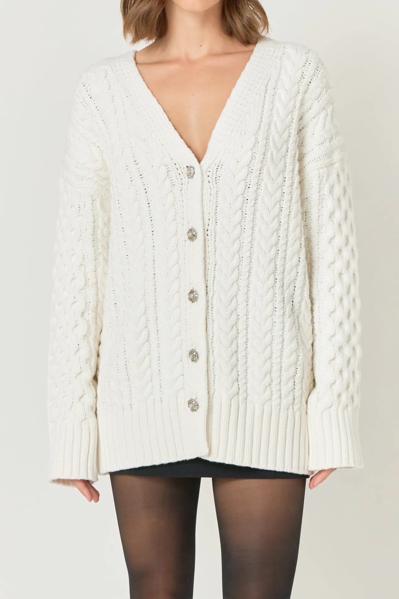 Endless Rose - Oversized Cable Knit Cardigan