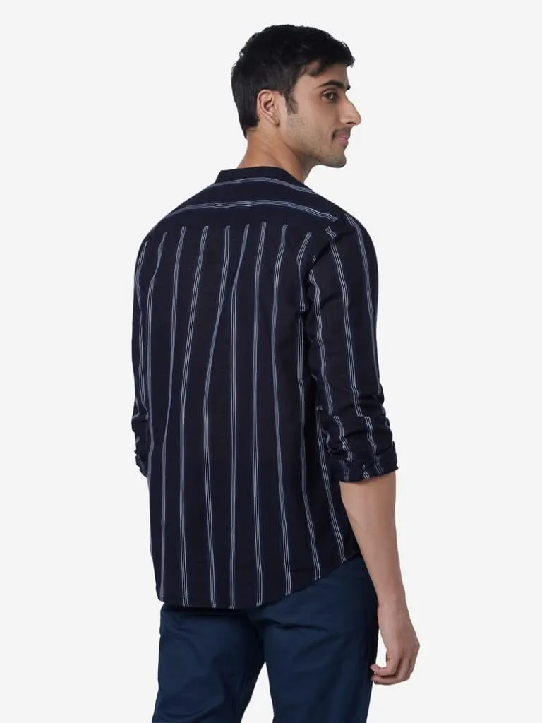 ETA Navy Resort Fit Striped Pure Cotton Shirt