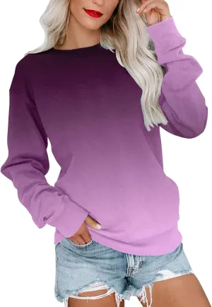 Fall Sweatshirts for Women Trendy, Womens Casual Crewneck Sweatshirts Long Sleeve Cute Tunic Tops Loose Fitting Pullover Top