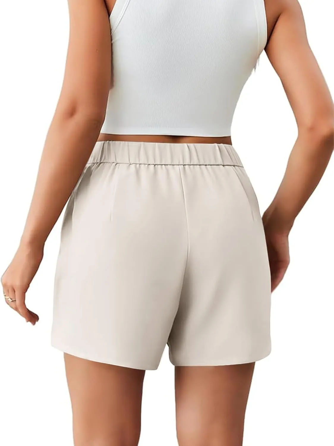 Febriajuce Women High Waisted Dressy Shorts Wide Leg Summer Casual Flare Short Pants with Pockets