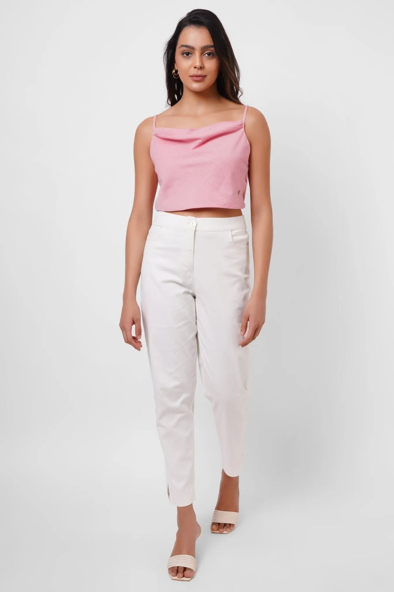 First Date Wear Sleeveless Pink Top With Back Bow
