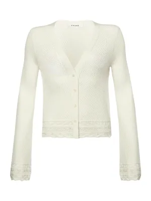 Frame Pointelle Cardi in Cream