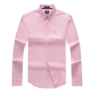 Gant Men's  Plain 100% cotton collar Button down Pink Long sleeve Shirt