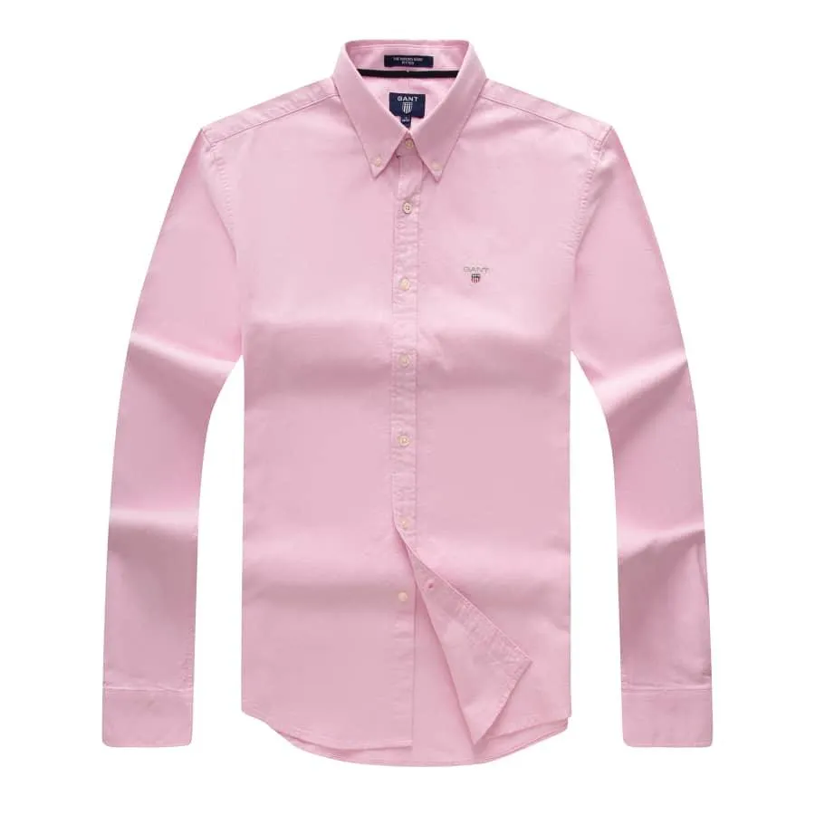 Gant Men's  Plain 100% cotton collar Button down Pink Long sleeve Shirt