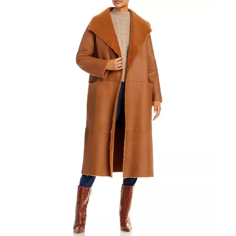 Genuine Best Style Winter Sheepskin Reversible Shearling Coat