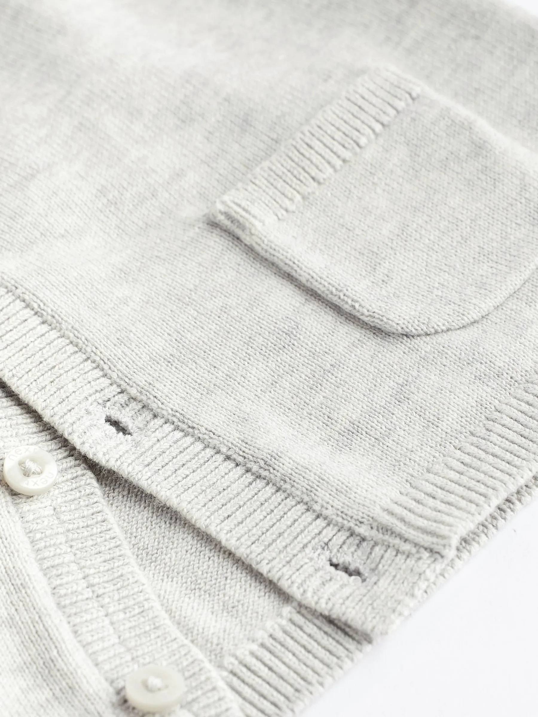 Grey/White 100% Cotton Knitted Baby Cardigans 2 Pack