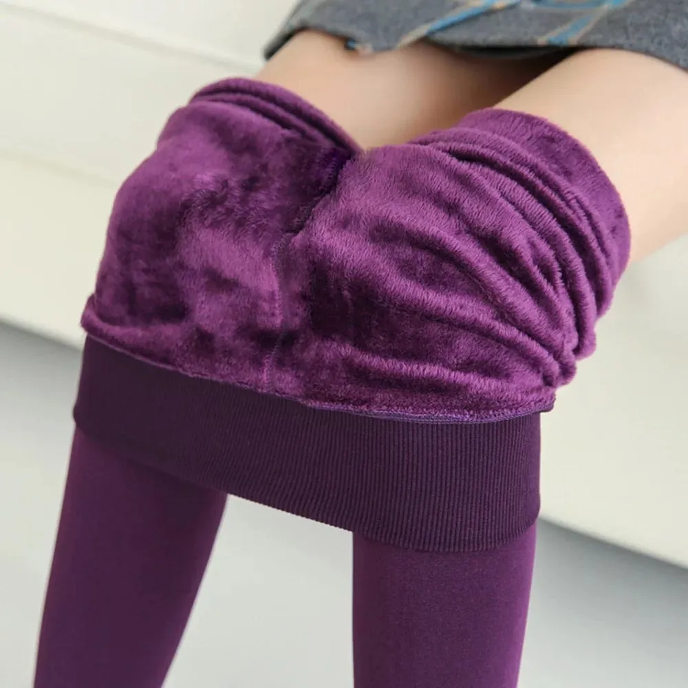 High Waist & Elastic Thicken Fleece Thermal Leggings