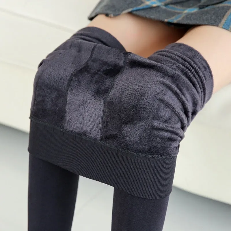 High Waist & Elastic Thicken Fleece Thermal Leggings