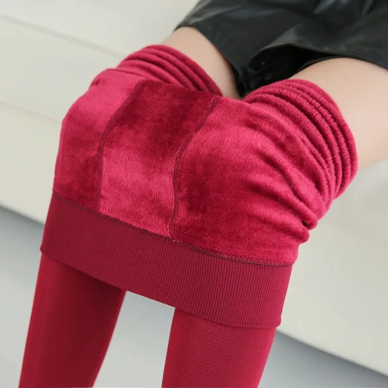 High Waist & Elastic Thicken Fleece Thermal Leggings