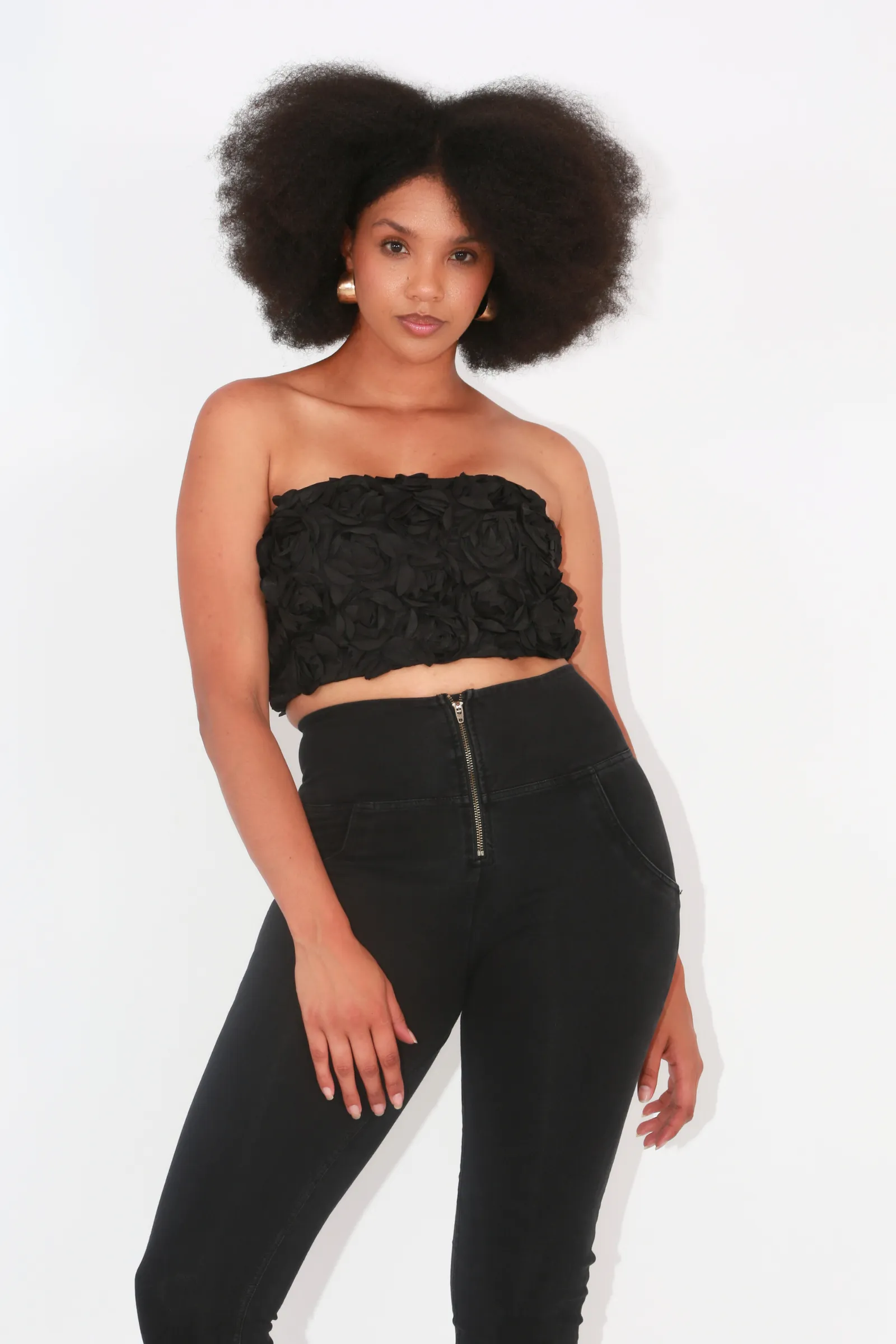 High waist Butt lifting Shaping jeans/Jeggings - Black Wash Black stitching