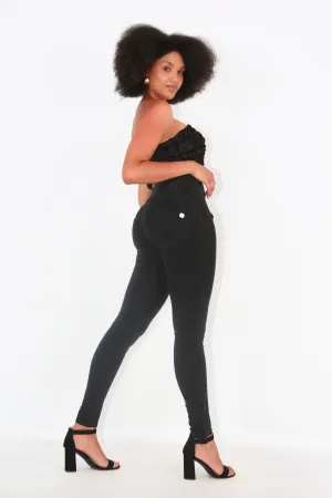High waist Butt lifting Shaping jeans/Jeggings - Black Wash Black stitching