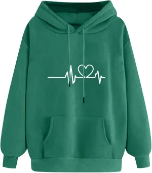 Hoodies for Women Long Sleeve Oversized Warm Sweatshirt Casual Crewneck Hooded Pullover Drawstring Winter T-Shirt