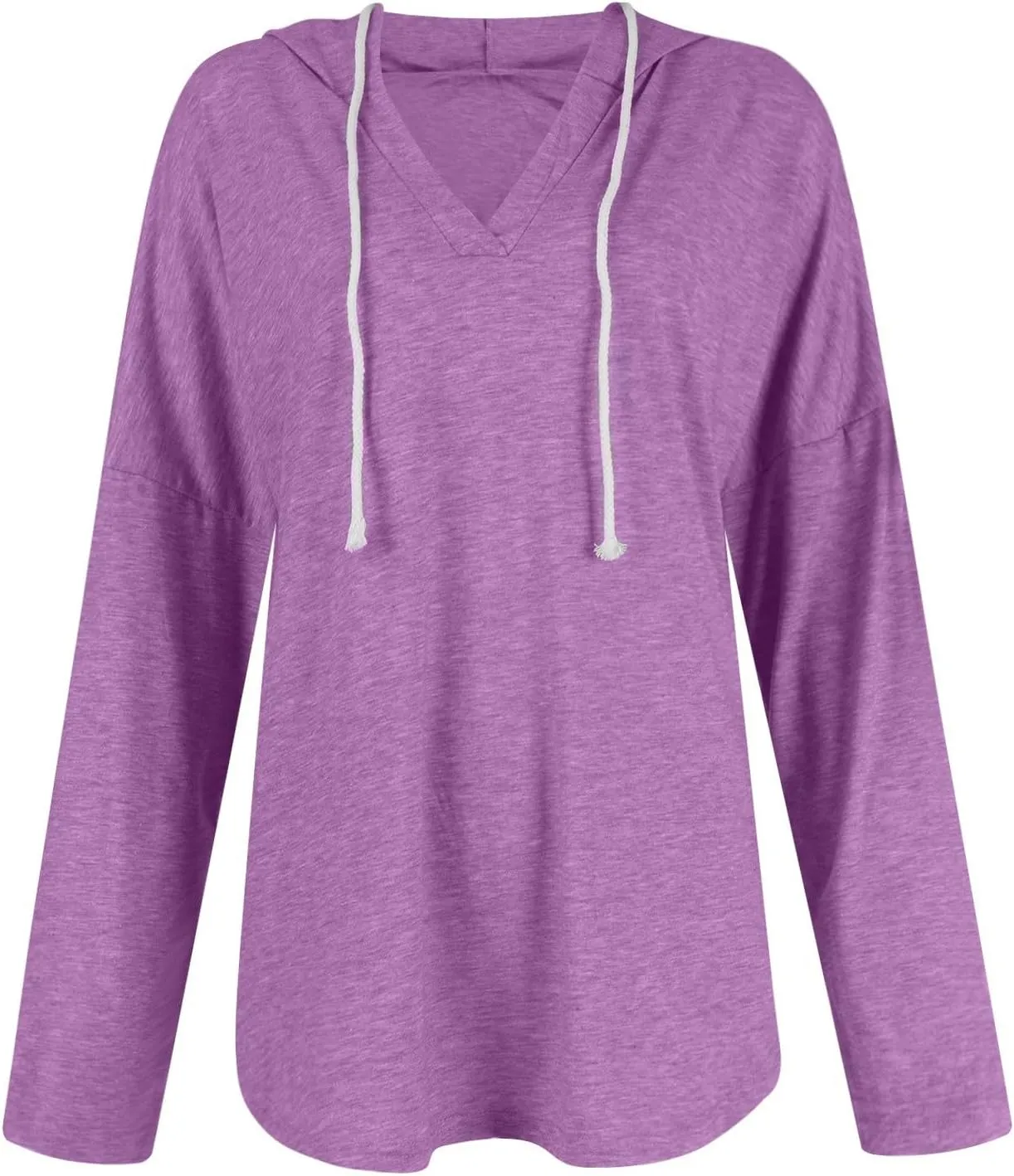 Hoodies for Women Trendy Winter Vneck Sweatshirts Oversized Long Sleeve Tshirts Loose Fit Plain Color Sweatshirts
