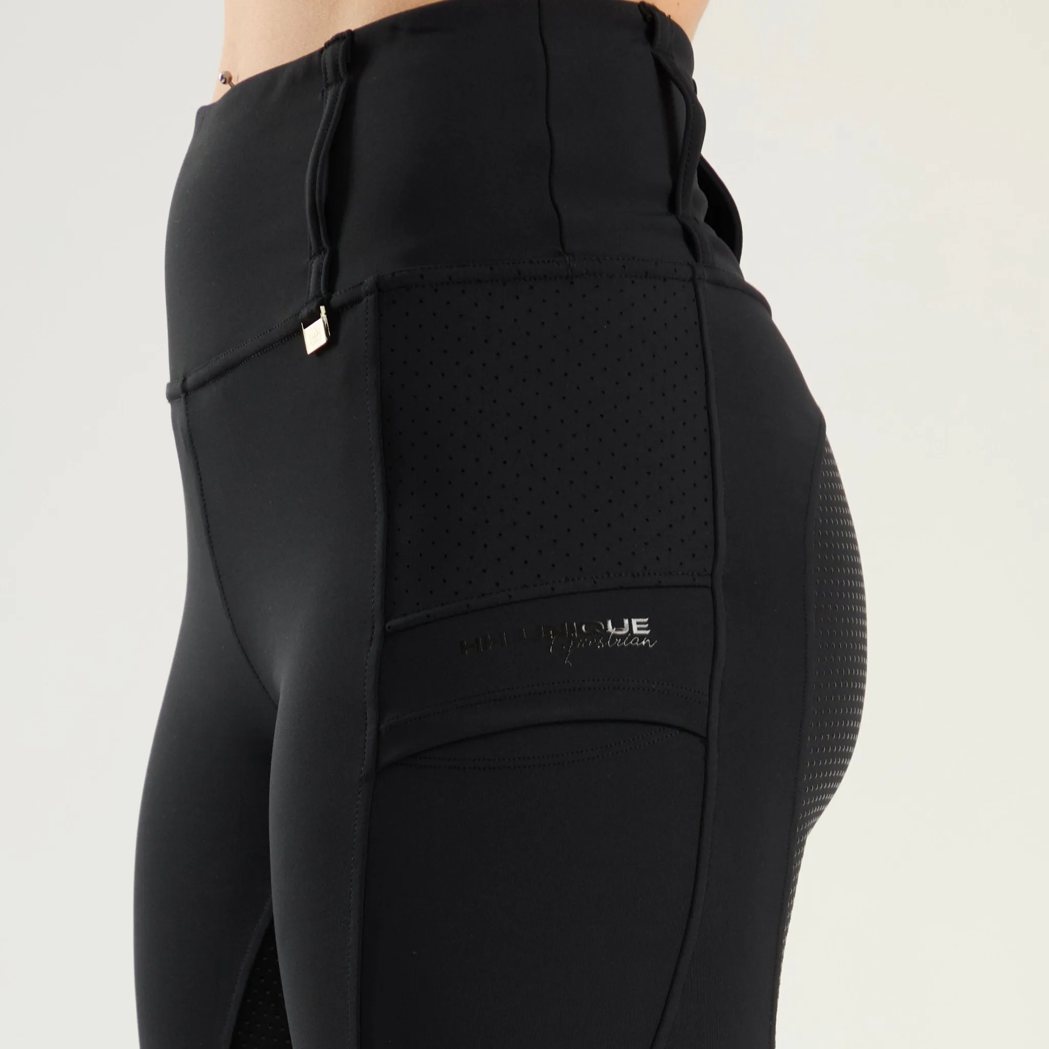 HORZEHOODS® Black V-Seam Air2 Riding Leggings - Breathable Equestrian Tights