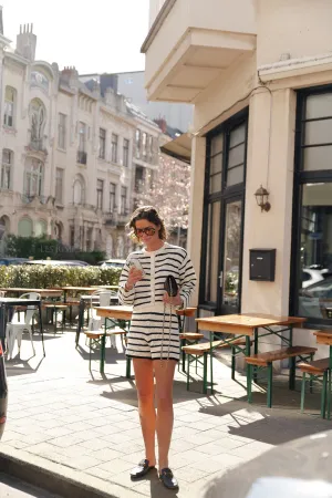 Ida cardigan gardenia & black stripes