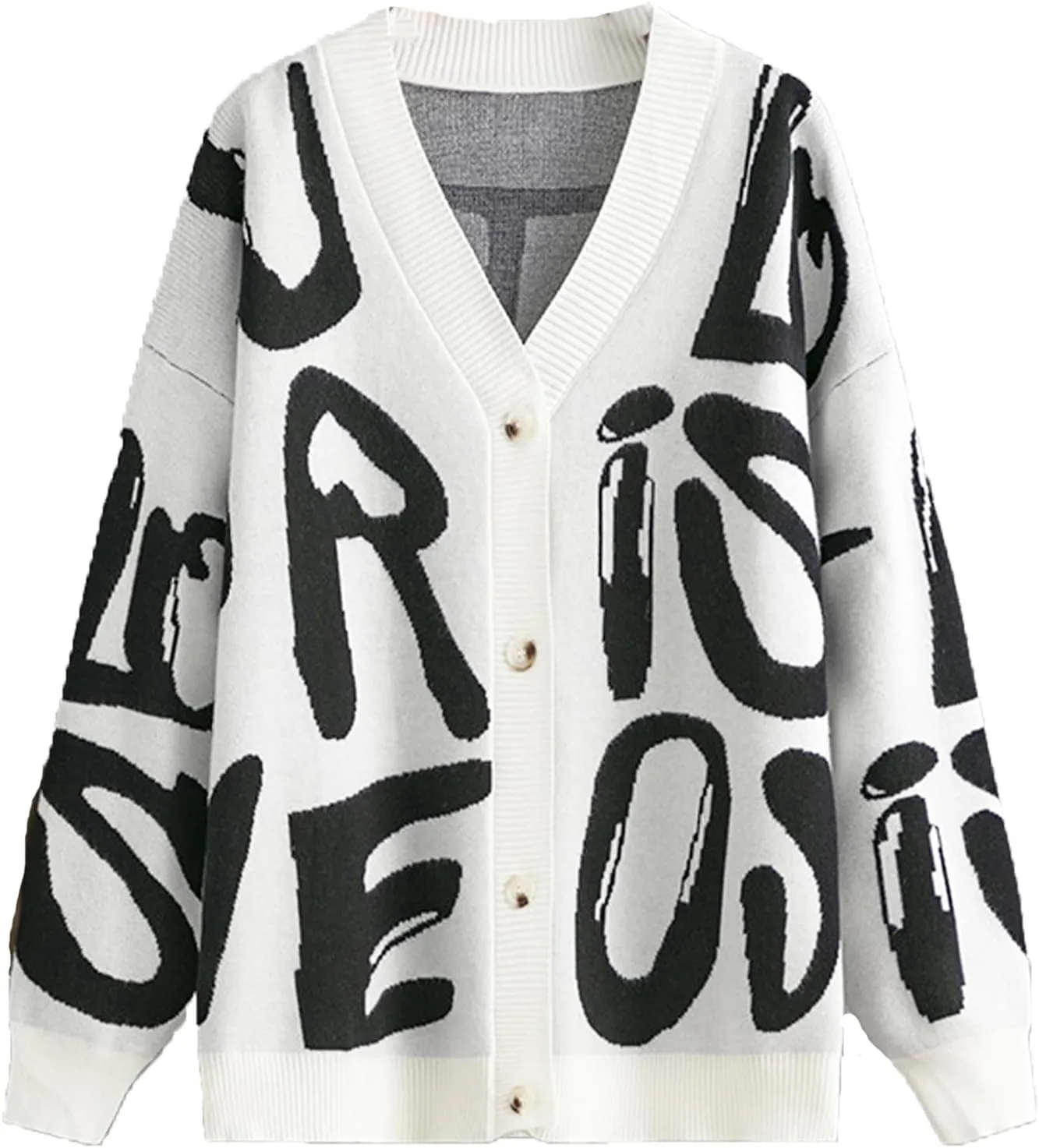 JASCLS Women's Cable Knit Long Sleeve Cardigan V-Neck Button Down Embroidery Chunky Oversized Sweater Outwear