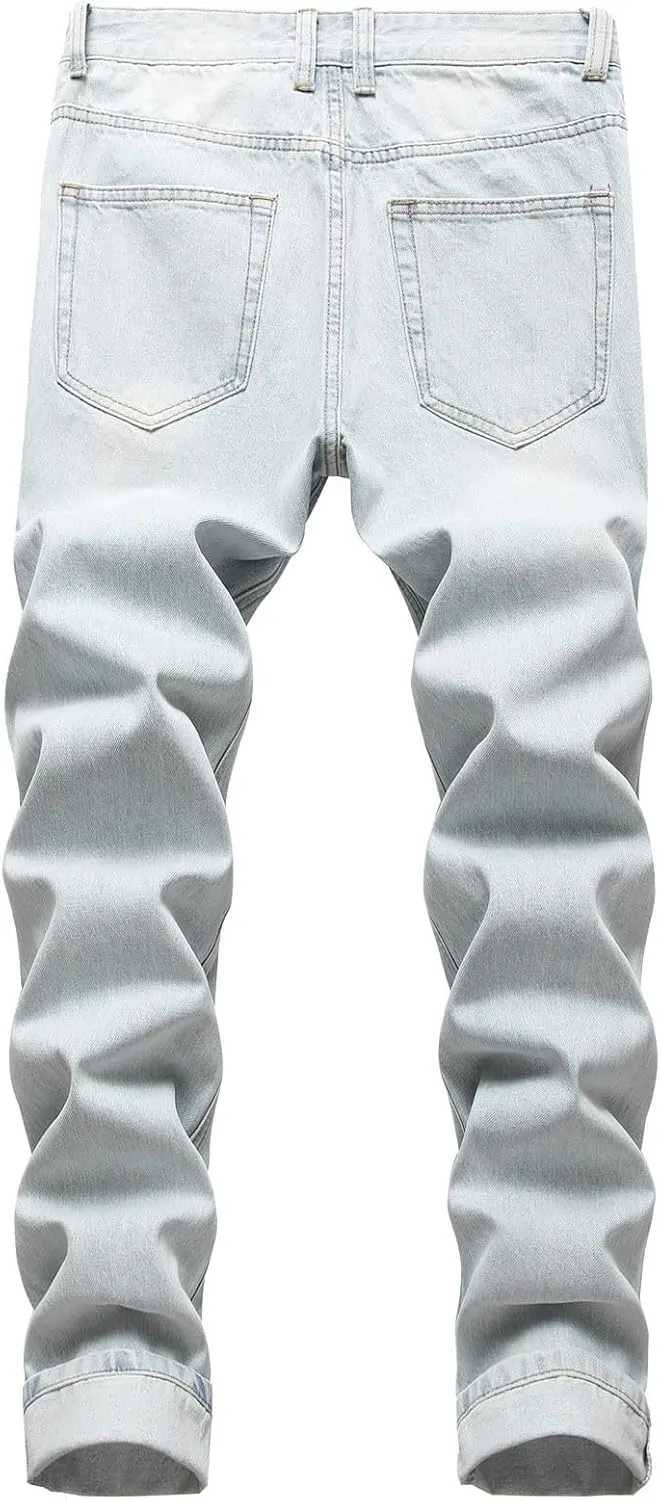 Jeans Men Trousers Casual Pants with Pockets Men Chino Pants Slim Fit Stretch Bodycon Trousers Casual Kitchen Pants
