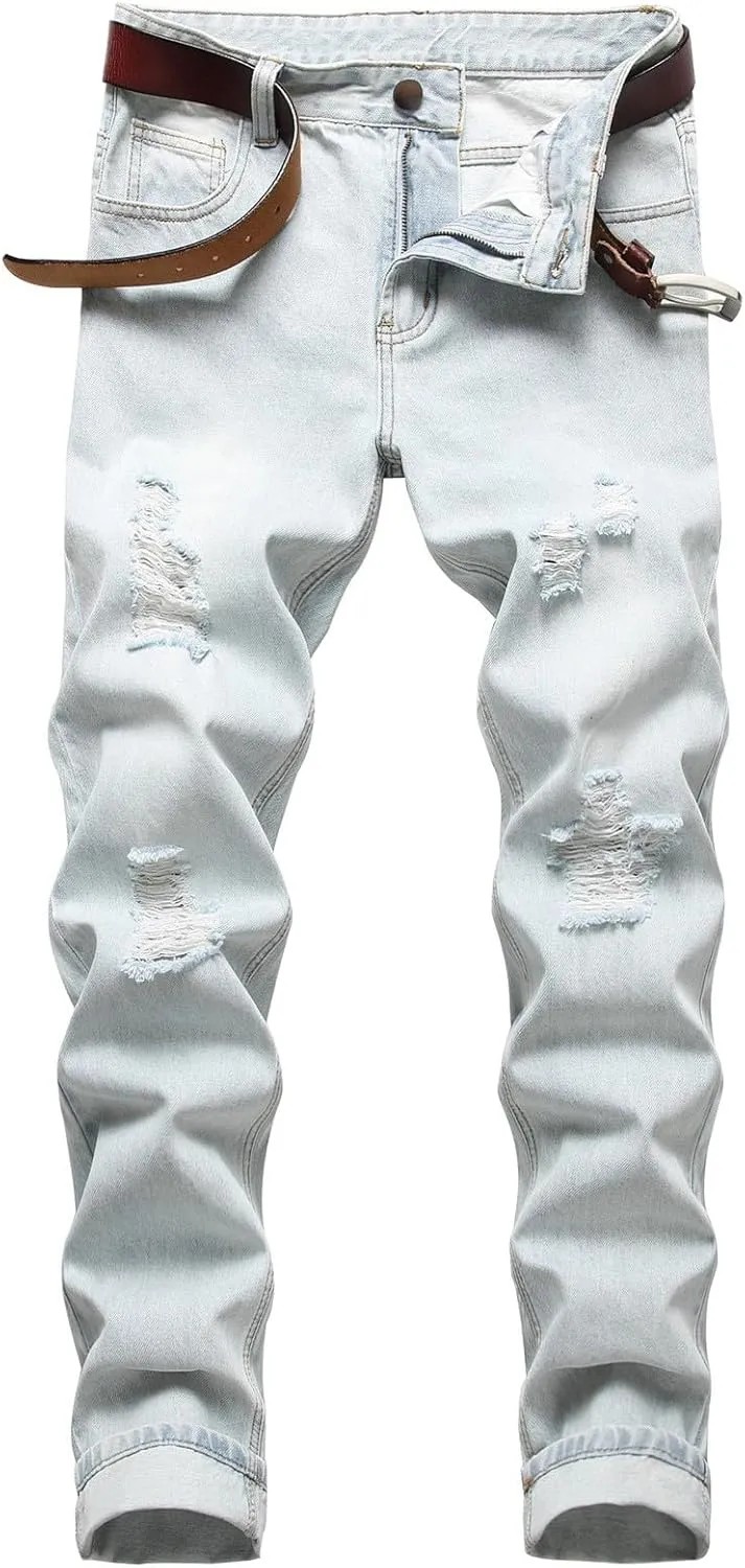 Jeans Men Trousers Casual Pants with Pockets Men Chino Pants Slim Fit Stretch Bodycon Trousers Casual Kitchen Pants