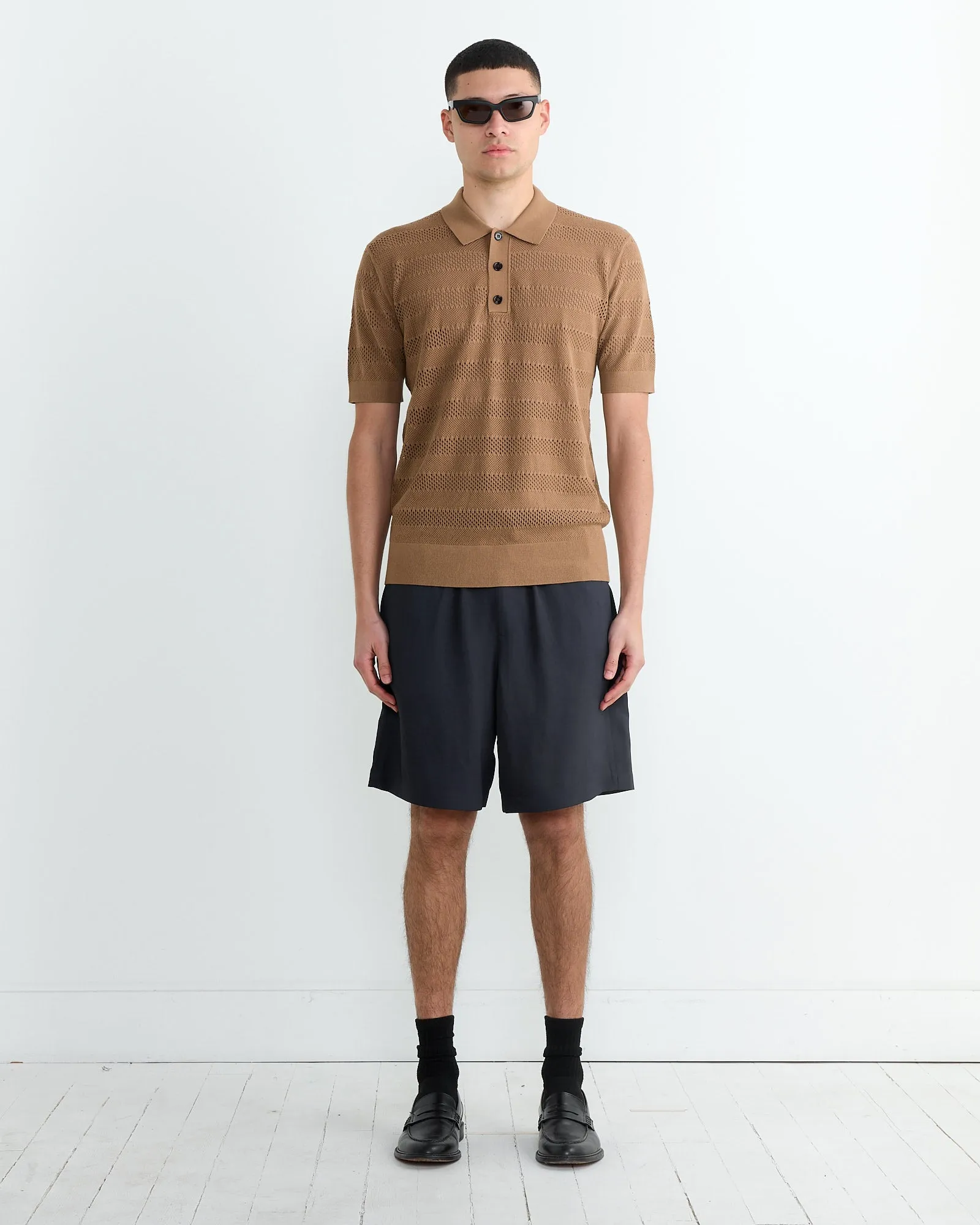 Knit Polo in Camel