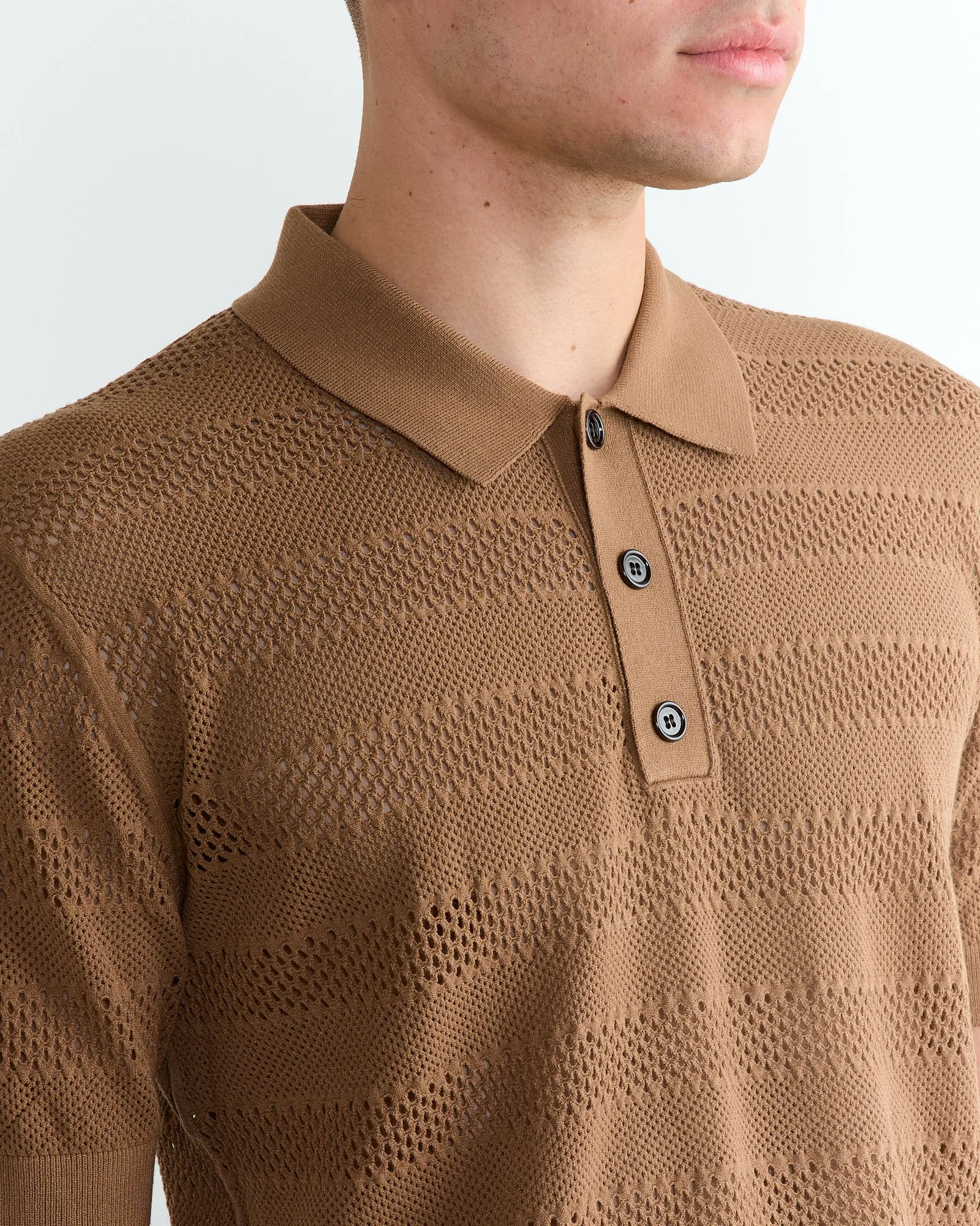 Knit Polo in Camel